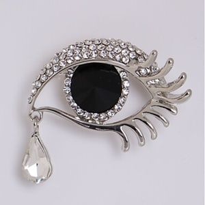 Black and Silver Toned Eye Brooch